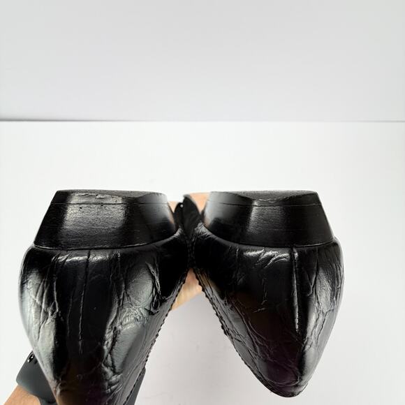 Salvatore Ferragamo Black Leather Suede Ballet Flats Women Sz 7B Slip On Classic - Picture 10 of 12